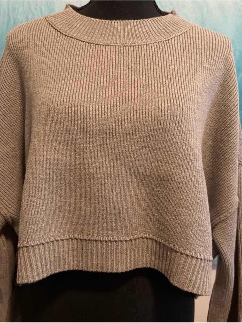Free People Easy Street Cropped Rib-Knit Women's Sweater in gray